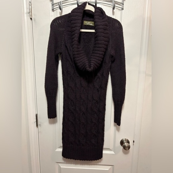 Ciel Cowl Neck Chunky Cable Knit Sweater Mini Dress womens S 100% alpaca cozy - Picture 1 of 13